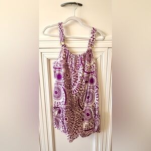 🟣 TIBI NEW YORK PURPLE AND CREAM MEDALLION PRINT DRESS SWIM SUIT COVER - NEW 🟣
